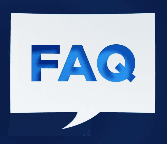 Speech bubble containing the letters FAQ
